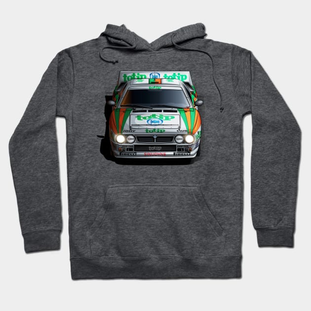 Lancia 037 Totip Group B - Illustration Hoodie by Mario Ramos Rally Art